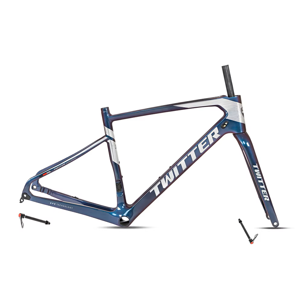 TWITTER GRAVEL Disc Carbon Road Frame Set – T800, 700C, Gravel, Full Holographic-3