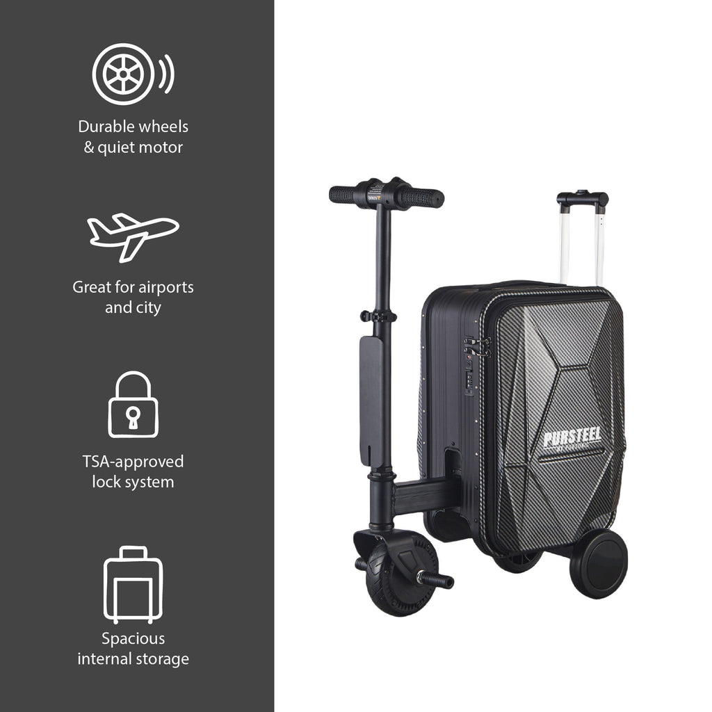 The Suitcase You Can Ride — Pursteel Electric Luggage with 250W Motor, 9-Mile Range & TSA Lock