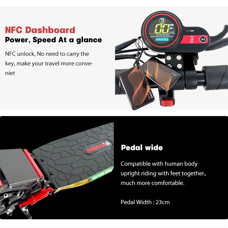 EMANBA X4 Electric Kick Scooter 2×800W Dual Motor Off-Road