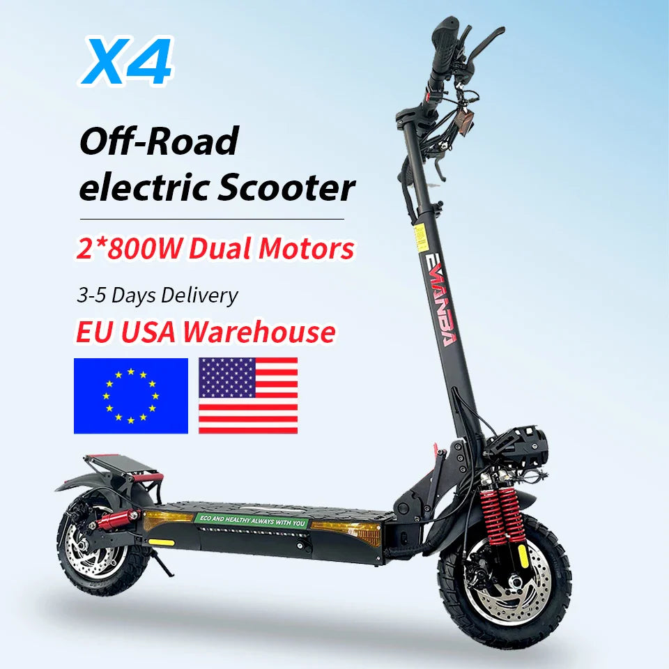 EMANBA X4 Electric Kick Scooter 2×800W Dual Motor Off-Road