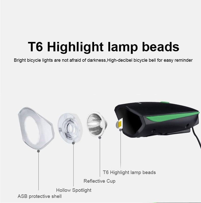 Bike Light 2-Pack with 130dB Horn – Rainproof LED Front & Rear Safety Lights